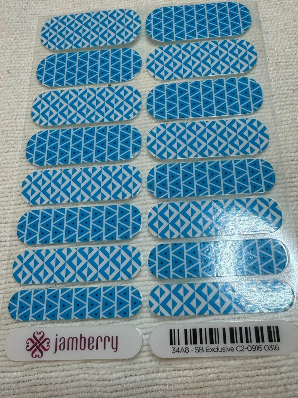 💅Hard to Find Jamberry Nail Wrap, Rare, Caribbean Blue Pattern, Art Deco💅